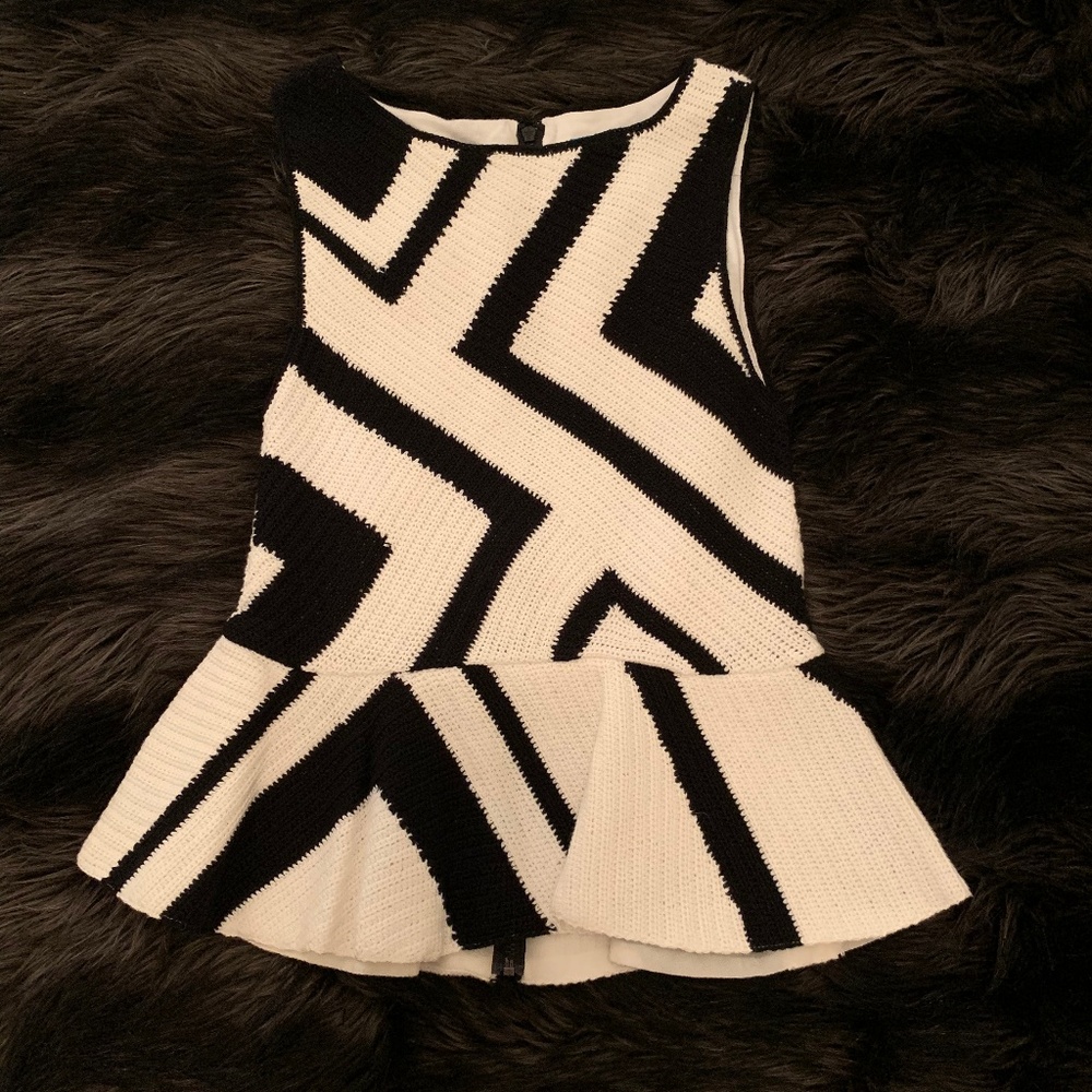 Alice & Olivia Knit Black and White Top